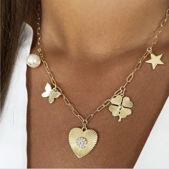 Jennifer Miller Multi-Heart Yellow Gold Necklace New with Tag - Picture 1 of 10